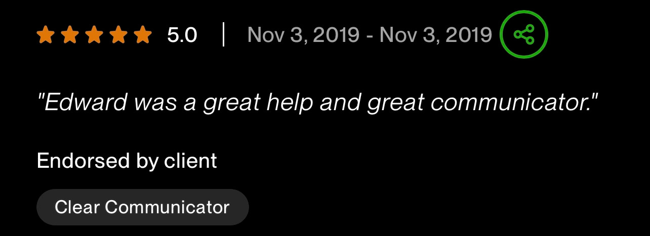 Upwork review screenshot